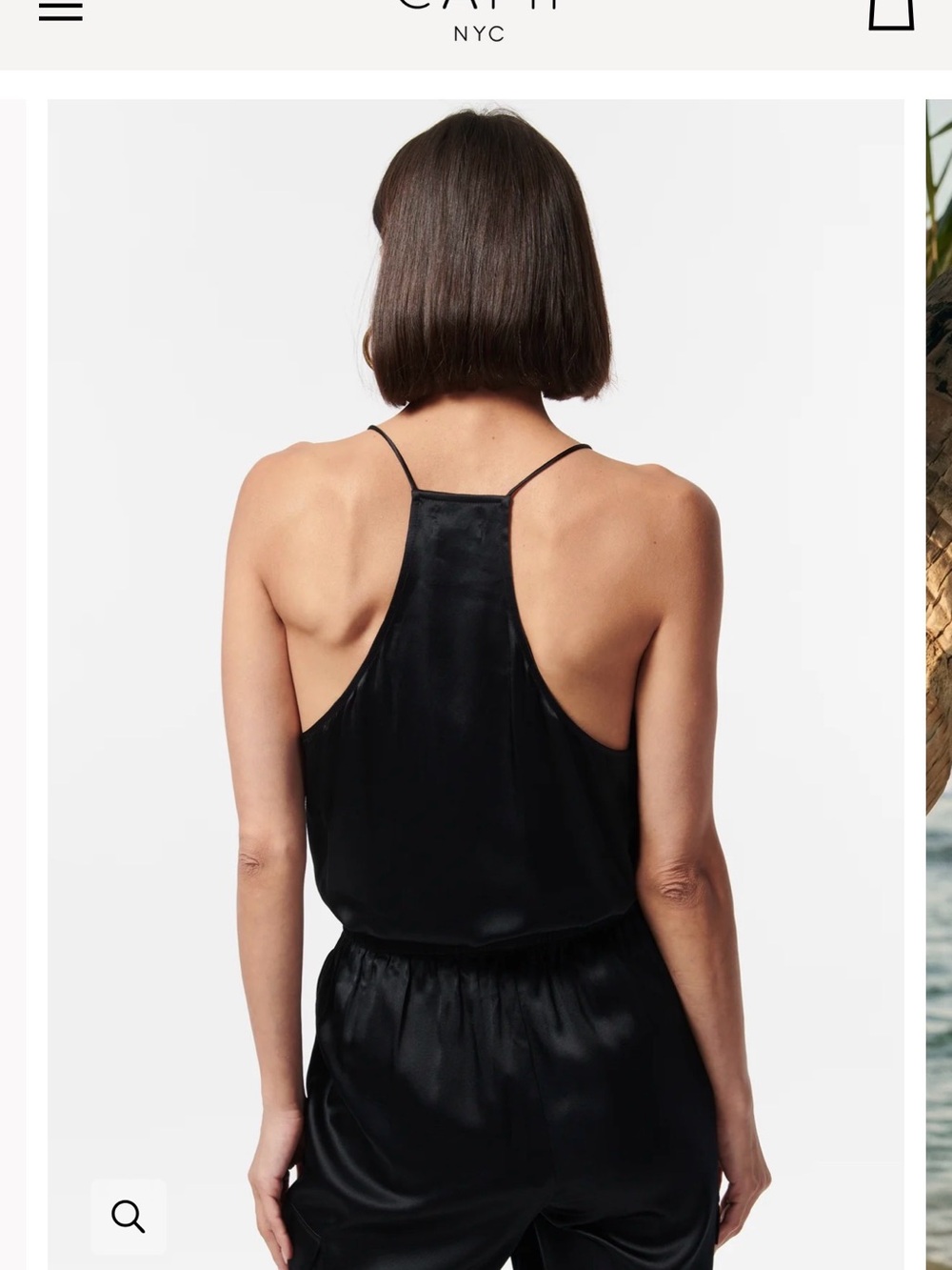 Cami NYC Black Satin Tank Top